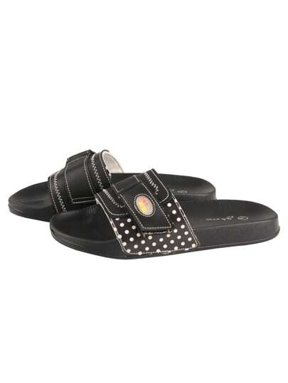 TMA EYES زوج من الشبشب النسائي من مادة EVA المنقط، نعل مسطح مريح للارتداء المنزلي في الربيع والصيف