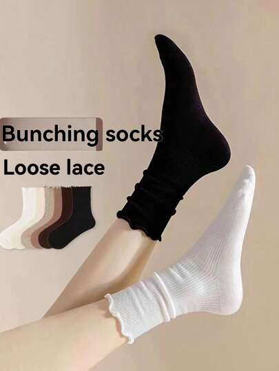 أحذية أوكسفورد حريمي 6 أزواج جوارب للنساء متعددة الألوان ذات أكمام مكسرة متوسطة الارتفاع، مناسبة لتناسب مع الرِدْف والأوكسفورد، وجوارب كريو جميلة، مستوحاة من الموضة اليابانية والثقافة الشعبية عبر الإنترنت