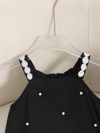 فستان أنيق بخط الألف بلا أكمام مزين بالدرع للفتيات الصغيرات