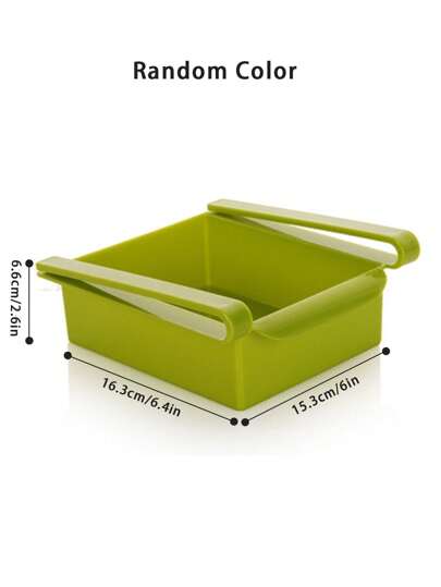 SHEIN 1 حبة صندوق تخزين للثلاجة من البولي بروبلين بألوان عشوائية، بتصميم بسيط وفتحات لتهوية حفظ الطعام الطازج، صندوق متعدد الاستخدامات للمطبخ والمنزل