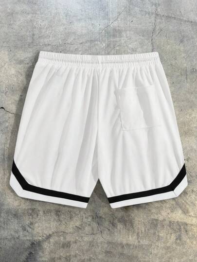 AXEPEAK شورتات للرجال قصيرة بخصر معصوب بالرباط مع تصميم لصقات الحروف، للمدرسة