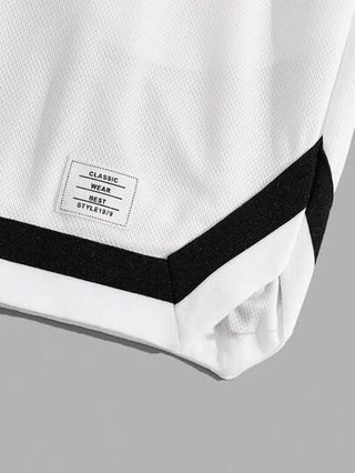 AXEPEAK شورتات للرجال قصيرة بخصر معصوب بالرباط مع تصميم لصقات الحروف، للمدرسة