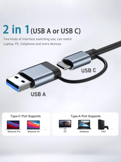 1 قطعة محطة إرساء USB/نوع-سي الواجهة ذات 8 منافذ، محول كمبيوتر USB3.0، شاحن USB، محطة إرساء USB للمكتب، محول طاقة، ملحقات كمبيوتر وهاتف محمول، محطة شحن USB 5 فولت 0.5 أمبير، مع USB 3.0، USB 2.0، قارئ بطاقات SD/TF، نوع-سي 3.1، منافذ للميكروفون والصوت، شحن