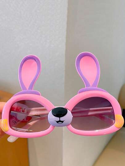 قطعة واحدة نظارات أنيقة بتصميم أذن أرنب كرتونية جذابة ، نظارات عصرية مناسبة للأولاد والبنات ، صالحة للخروج والأزياء'