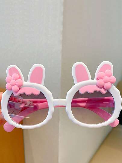 قطعة واحدة نظارات أنيقة بتصميم أذن أرنب كرتونية جذابة ، نظارات عصرية مناسبة للأولاد والبنات ، صالحة للخروج والأزياء'