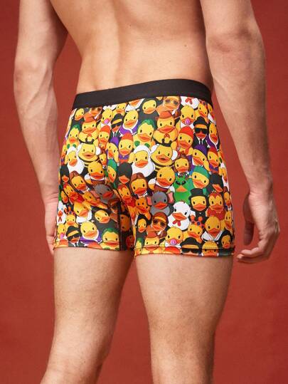 سروال داخلي مريح للرجال مطبوع عليه بطة صفراء صغيرة للاستخدام اليومي