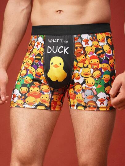 سروال داخلي مريح للرجال مطبوع عليه بطة صفراء صغيرة للاستخدام اليومي