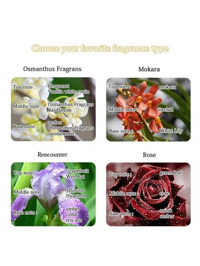 مجموعة موزع عطر بلا لهب (1 زجاجة زيت أساسي + 5 عصي معطرة), 4 روائح من مستخلصات نباتية طبيعية، موزع عطر ديكور المنزل، منعش دائم للغرف والمكاتب وغرف المعيشة والحمام، هدية مثالية لأعياد الميلاد وعيد الميلاد