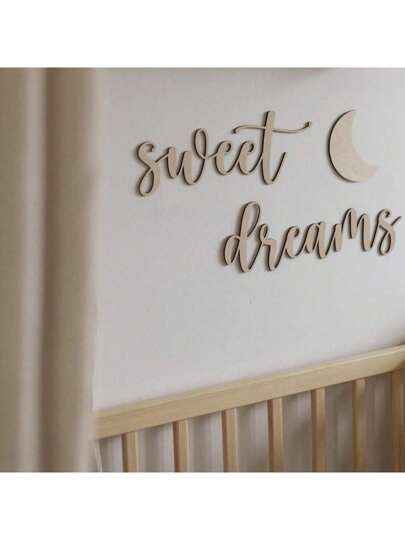 ملصقات حائط خشبية لأحلام حلوة، حروف إنجليزية لاصقة قابلة لإعادة الاستخدام، ديكورات حفلات استحمام الطفل ، مناسبة لتزيين غرفة الأطفال ، ديكور المنزل، لوحة فنية لغرفة الأطفال وكاميرا التصوير، ديكور غرفة جميل