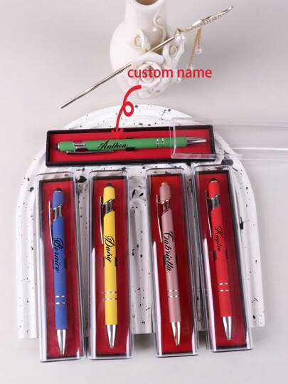 حبة واحدة من علبة هدايا قلم الألوان الذهبية الناعمة الفاخرة المخصصة، قلم جديد نفاث ، قلم توقيع، قلم كرة ناعم بلمسة مطاطية، قلم فاخر مخصص ، قلم هدية للمعلمة وأم الأب ، منقوش نص مخصص بالليزر ، لبداية العام الدراسي ، لوازم مدرسية