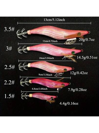قطعة واحدة من طعم صيد الروبيان المضيء على شكل حبار قلاووظ، طعم اصطناعي صلب للروبيان والجمبري