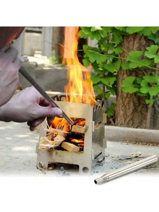 أنابيب نفخ قابلة للسحب محمولة من الفولاذ المقاوم للصدأ ، إمداد هواء للنزهات في الهواء الطلق ، أعواد النفخ لإشعال النار للطهي في التخييم ، عصا النفخ قابلة للطي، والمعدات للمواقد والحرائق ومواقد الخارجية والداخلية