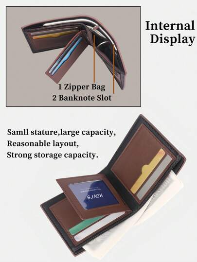 HOVI'S محفظة رجالية مصغرة عتيقة - محفظة أعمال عصرية كاجوال مع فتحات متعددة للبطاقات - محفظة متعددة الوظائف محمولة للمكتب والتنقل