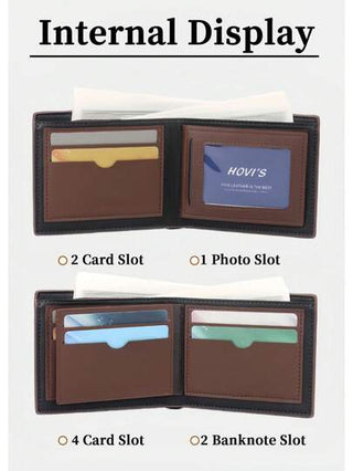 HOVI'S محفظة رجالية مصغرة عتيقة - محفظة أعمال عصرية كاجوال مع فتحات متعددة للبطاقات - محفظة متعددة الوظائف محمولة للمكتب والتنقل