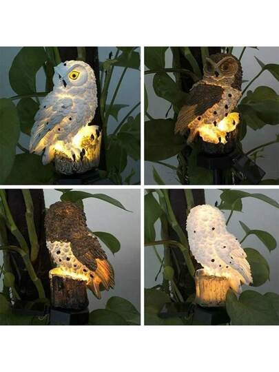 أنوار زخرفة الحديقة بشكل البومة الصغيرة بالطاقة الشمسية، أنوار ليلية لتزين المناظر الطبيعية، أنوار حيوانات راتنجية لديكور الحديقة