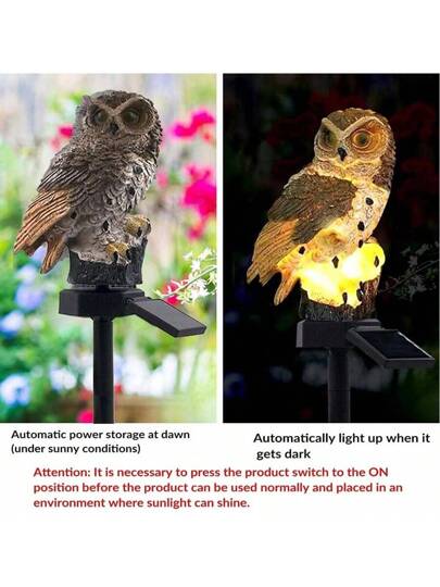 أنوار زخرفة الحديقة بشكل البومة الصغيرة بالطاقة الشمسية، أنوار ليلية لتزين المناظر الطبيعية، أنوار حيوانات راتنجية لديكور الحديقة