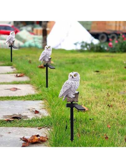 أنوار زخرفة الحديقة بشكل البومة الصغيرة بالطاقة الشمسية، أنوار ليلية لتزين المناظر الطبيعية، أنوار حيوانات راتنجية لديكور الحديقة