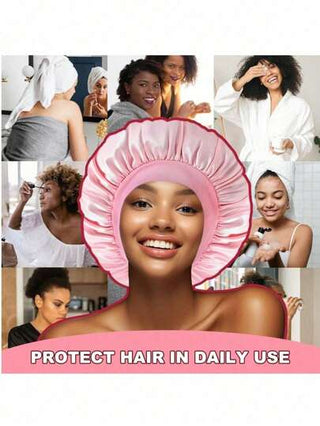 WANMEI طقم العناية بالشعر للنوم من الدرجة الفاخرة - يشمل 1 غطاء وسادة من الساتان الناعم، 1 قبعة نوم حريرية خفيفة، 1 تجعيد بدون حرارة، و 1 ربطة شعر لطيفة - مجموعة حماية وتصفيف الشعر المثالية في الليل