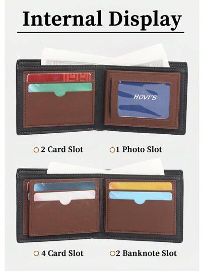 HOVI'S محفظة رجالية قياس قصير بتصميم عصري بسيط - أنيقة للأعمال والمكتب والتنقل، حامل بطاقات متعدد، محفظة وظيفية للشباب