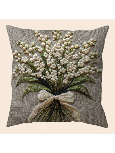 غطاء وسادة زخرفي من الزهور الخضراء القديمة بطاقم الزنبق وعقدة الأوراق، تصميم مطبوع مزخرف بارز أحادي الجانب، متوفر بأحجام متعددة، ديكور المنزل والأريكة والشرفة والغرفة والصالة، وسادة زخرفية محبوكة، تشطيب منزلي أنيق (لا يشمل إدراج الوسادة)