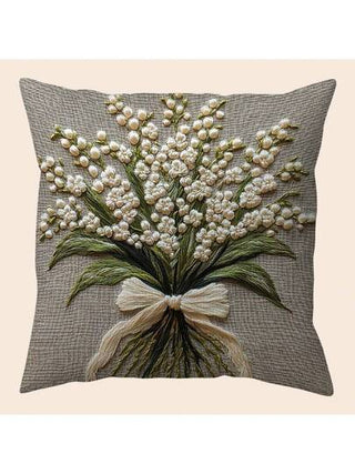 غطاء وسادة زخرفي من الزهور الخضراء القديمة بطاقم الزنبق وعقدة الأوراق، تصميم مطبوع مزخرف بارز أحادي الجانب، متوفر بأحجام متعددة، ديكور المنزل والأريكة والشرفة والغرفة والصالة، وسادة زخرفية محبوكة، تشطيب منزلي أنيق (لا يشمل إدراج الوسادة)