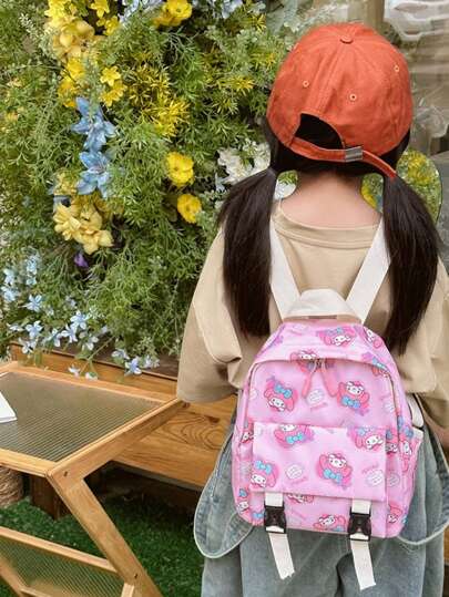 Sanrio حقيبة ظهر قطط نايلون، حقيبة صغيرة جذابة للبنات، كيس تخزين خفيف الوزن بنمط كرتوني، إغلاق بسوستة، حقيبة مدرسية كلب دارسينون، مناسبة كحقيبة هدايا لحفلات، حقيبة سفر للخروجات