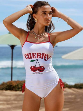مايوه حريمي قطعة واحدة Swim Vcay البيكيني قطعة واحدة جميلة مع طبعة الكرز والخيط السحاب من الجانب، مناسب للصيف والشعبية