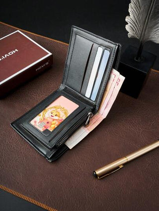 HOVI'S محفظة الرجال القصيرة - محفظة عصرية كاجوال ڤينتيج للدولار، متعددة الفتحات للبطاقات والوظائف، محفظة قصيرة محمولة لعملة معدنية