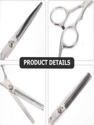 طقم مقصات تقليم الشعر، مقصات حلاقة احترافية، طقم مقصات تنعيم الشعر للاستخدام المنزلي وصالون الحلاقة، مقص تقليم شعر 1 قطعة، ومقص تنعيم 1 قطعة ومشط 1 قطعة