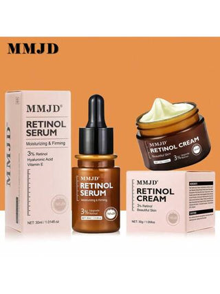 مجموعة كريم وسيروم الوجه من MMJD مع الرتينول FDA لمكافحة الشيخوخة وتفتيح البشرة وتجديدها وتقليل خطوط الوجه والتجاعيد والبقع الداكنة ومنع البقع الكلفية قطعتان