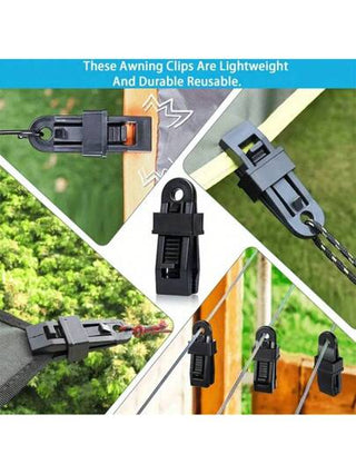 10 قطع مشابك خيمة قوية مقاومة للعوامل الجوية، مثالية لتثبيت الأغطية والواقيات أثناء الرحلات والتخييم في الهواء الطلق - قابلة لإعادة الاستخدام ومتعددة الاستخدامات