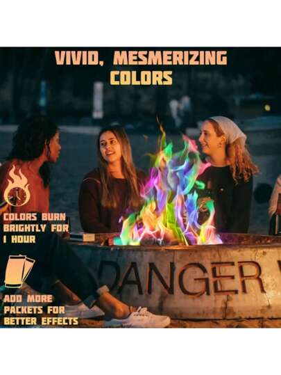 أكياس تغيير لون النار من مرافق المدفأة والمدفئات الخارجية، عدة سحرية لتغيير لون اللهب للتخييم والموقد والمواقد الخارجية، اكسسوارات موقد للاستخدام الحيوي وإنشاء جو من المفاجأة