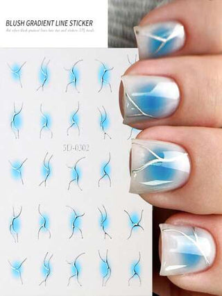 ملصقات أظافر 5D ذات 12 لون للخدود التدريجي التغيير، تصميم هندسي خطوط غير منتظمة فضية للنساء لزينة الأظافر DIY، ملصقات زخرفة فنون الأظافر