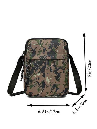 حقيبة كتف رجالية كاجوال متعددة الطبقات، حقيبة جسم متقاطع من النايلون، حقيبة رجالية لرجال الأعمال، مجموعة محفظة، طبعة كامو