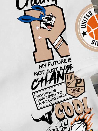 SHEIN قميص رجالي كاجوال بياقة طاقم قصير الأكمام، بتصميم مبسط، مناسب للصيف