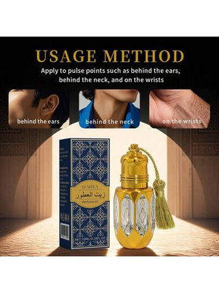زيت عطر رجالي بحجم 10 مل ، عطر مركز على طراز الإمارات العربية المتحدة بغطاء زجاجي، رائحة خشبية، فاخر ومتطور