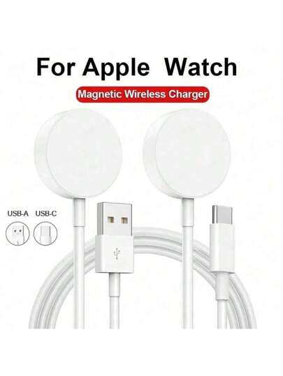 شاحن ساعة لاسلكي مغناطيسي متوافق مع ساعة آبل سلسلة Ultra/9/8/7/6/SE/SE2/5/4/3/2/1، شاحن مغناطيسي محمول USB-C