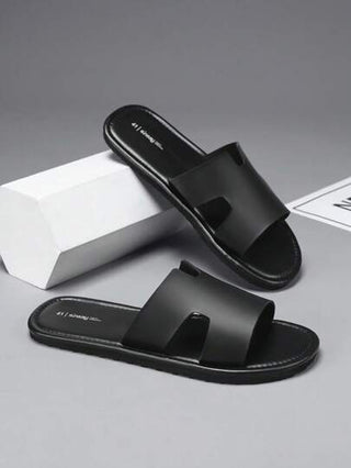 نعال رجالية مريحة وعصرية، شبشب أسود للشاطئ والحمام والاستخدام المنزلي، شبشب رياضي مسطح مبرد وغير انزلاقي