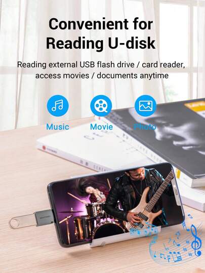 محول VENTION USB 3.0 OTG ذكر من النوع C إلى أنثى USB A، بسرعة 5 جيجابت في الثانية ، من سبائك الألومنيوم باللون الرمادي ،للاستخدام مع هواتف الذكية وأجهزة الكمبيوتر اللوحية والأجهزة المحمولة ، متوافق مع الماوس والكيبورد وألعاب الكونسول والمحطات الإرساء وموز