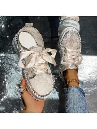 أحذية رياضية نسائية كاجوال من شبكة، سميكة الأسفل عصرية مرتفعة الحواف، خفيفة الوزن منفذة للهواء مانعة الانزلاق