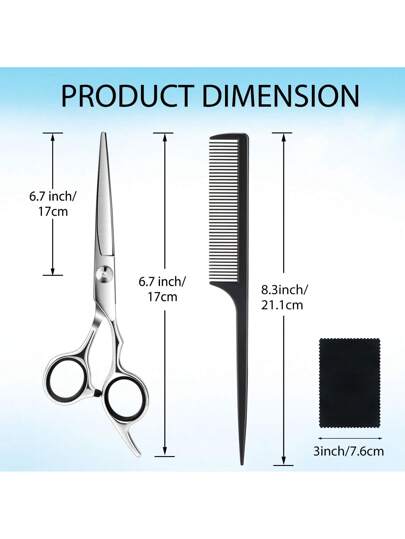 مقصات تقصير الشعر، مقصات حلاقة من الفولاذ المقاوم للصدأ مقاس 6.5 بوصة للرجال/النساء، طقم قص شعر احترافي للصالون والاستخدام المنزلي، مقصات تشذيب حادة للمصففين، أدوات قص دقيقة للمصففين