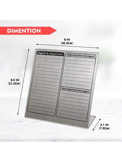لوحة نشرة مغناطيسية مع حامل 8 انش * 8.5 انش ، لوحة جافة صغيرة للمكتب والدراسة ، لوحة معدنية للعرض المغناطيسي ، مساعد في إدارة الوقت ، 10 مغناطيس أرقام ، 2 ملصق لاصق