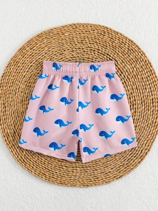 مايوه أولادي شورتات شاطئية منسوجة مع رسوم الدولفين للأطفال الصغار