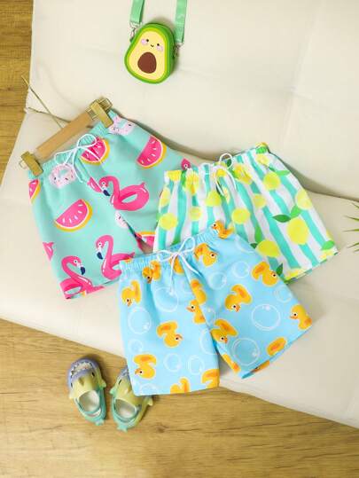 مايوه أولادي شورت كاجوال فضفاض للشاطئ مع خصر مرن للأولاد الصغار