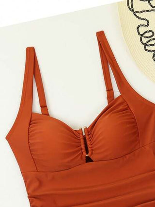 طقم تانكيني حريمي Swim Lushoire 2 قطعة زي شاطئ للنساء بقطعتين سترة هيكلية وبكيني، بتصميم عتيق أنيق للعطلات، بديكور معدني، مناسب للصيف