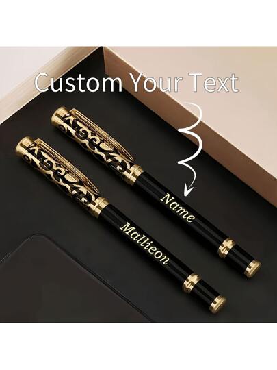1/2 قلم معدني فاخر مخصص محفور - إرغونومي، ذو إغلاق دوار للتوقيع في الأعمال، محفور باسم وجملة مخصصة - هدية مثالية للحبيب، عيد الأب، عيد الحب، عيد الميلاد، عيد المعلم، هدايا للمعلم، هدايا عيد الأب
