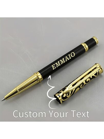 1/2 قلم معدني فاخر مخصص محفور - إرغونومي، ذو إغلاق دوار للتوقيع في الأعمال، محفور باسم وجملة مخصصة - هدية مثالية للحبيب، عيد الأب، عيد الحب، عيد الميلاد، عيد المعلم، هدايا للمعلم، هدايا عيد الأب