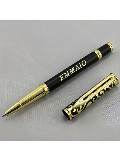 1/2 قلم معدني فاخر مخصص محفور - إرغونومي، ذو إغلاق دوار للتوقيع في الأعمال، محفور باسم وجملة مخصصة - هدية مثالية للحبيب، عيد الأب، عيد الحب، عيد الميلاد، عيد المعلم، هدايا للمعلم، هدايا عيد الأب