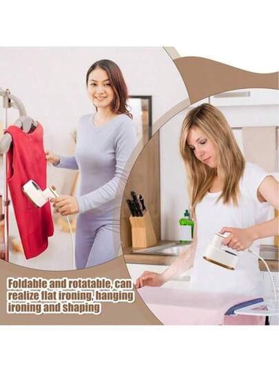 قطعة واحدة مكواة بخارية محمولة باليد قابلة للطي، تصميم مدمج مع وظيفة الرش، سخان سريع، مكواة بخار صغيرة محمولة - مناسبة للسفر والاستخدام المنزلي، سخان سريع، قابلة للطي، قابلة للتدوير، مقبض مانع للانزلاق (ملاحظة: سيخضع جميع المنتجات لاختبار رش المياه...