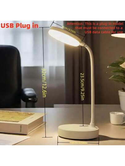 1 قطعة مصباح مكتب LED، إضاءة كتاب صغيرة مُشغلة عبر منفذ USB مع 3 درجات لون وإمكانية التحكم في درجة السطوع للقراءة، هدية مثالية للمنزل والمكتب